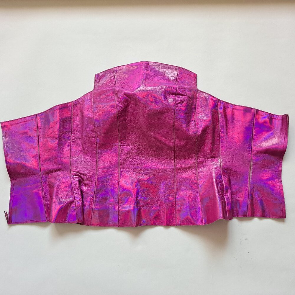 Plein Sud neon hot pink metallic genuine leather corset top Size 38 / XS - Picture 8 of 16